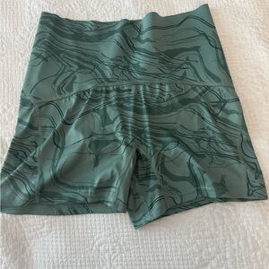 Green Patterned Women's Shorts